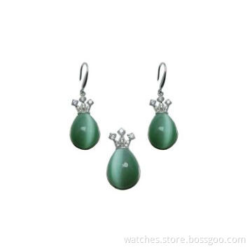 2014 fashion silver w/ stone pendant and earring set, OEM/ODM, fine personalized jewelry for womenNew